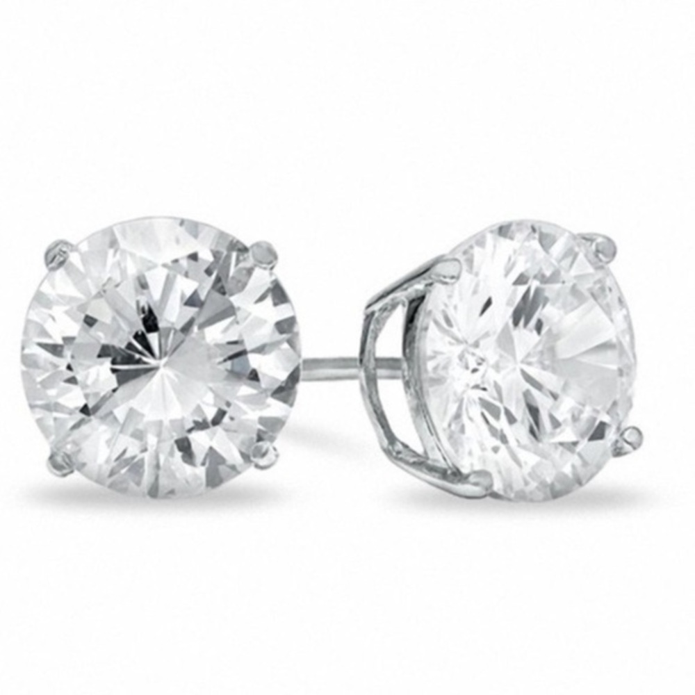 14k White Gold CZ Stud Earrings